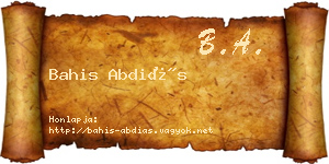 Bahis Abdiás névjegykártya